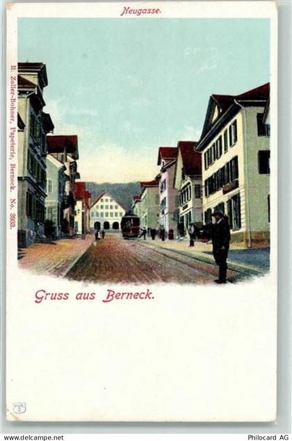 9442 Berneck Lithographie Neugasse Straßenbahn - 13442513