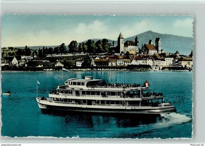 8640 Rapperswil SG - Rapperswil gegen den Bachtel mit Motorschiff Linth ... - 11092828