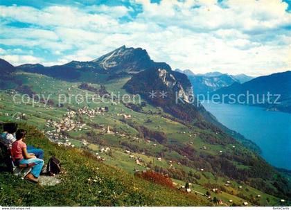 Amden Walensee SG mit Leistkamm und Walensee