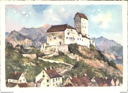 Sargans Schloss Sargans Aquarell