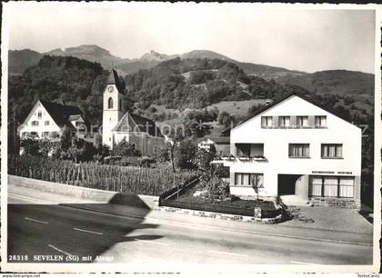 Sevelen Werdenberg Ortsansicht mit Kirche und Alvier