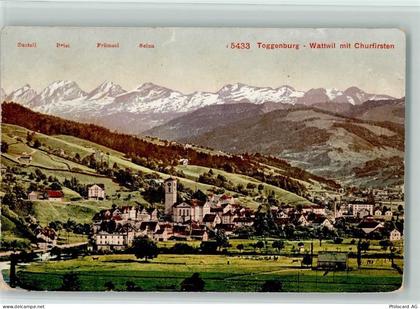 9630 Wattwil Gebrauchsspuren 1911 Toggenburg Wattwil mit Churfirsten - 13119860