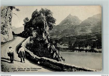 8872 Weesen 1912 - Partie an der Poststrasse von Weesen nach Amden - 11087648