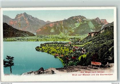 8872 Weesen - Am Wege nach Amden Blick auf Weesen und die Glarneralpen... - 10389321