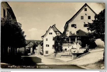 8215 Hallau Foto AK Denkmal Brunnen - 13575371