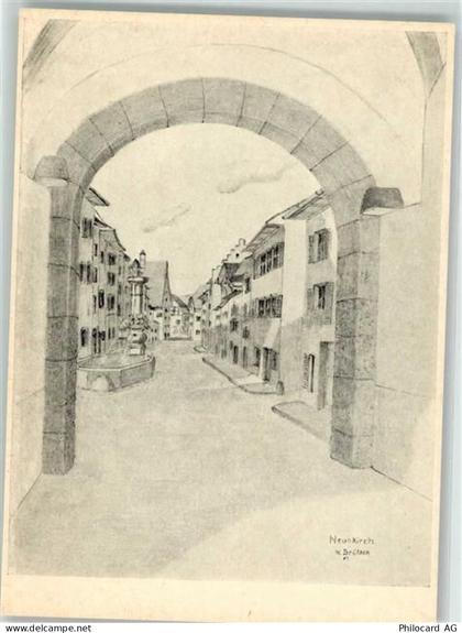 8213 Neunkirch Radierung Stadtplatz von Neunkirch sign. W.Brütsch - 10664478