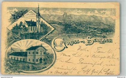2545 Selzach 1898 Gebrauchsspuren Kirche Gasthaus Lithographie Vorläufer... - 13663362