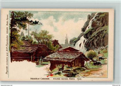 1900 Lithographie / Künstlerkarte Au Village Suisse, Exposition Paris 19... - 13106775