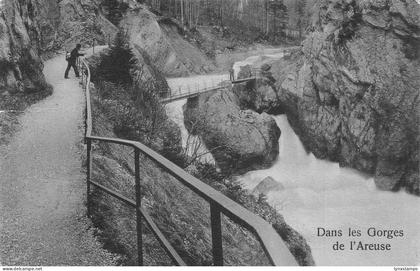 A186 Switzerland Dans les Gorges de l'Areuse river cliff vintage postcard