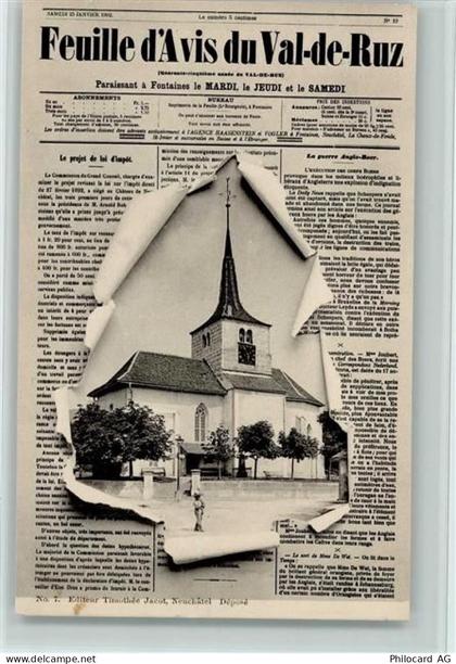 Feuille D`Avis du Val-de-Ruz - Durchbrochene Papierwand - Zeitung - sehr... - 13410035