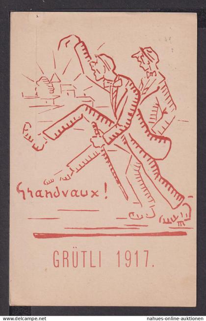 Grandvaux Schweiz Grütli Arbeiterverein selt. Künstler Ansichtskarte Neuchatel