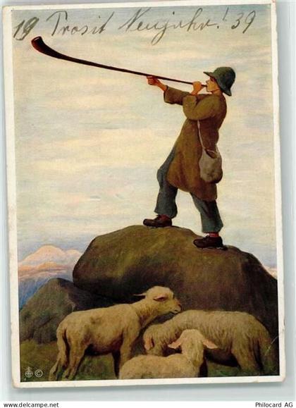 Schafhirte sign. Schönermark AK Alphorn 1939 Künstlerkarte - 39176270