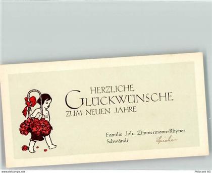 Schwändi Neujahr Kind mit Blumenkorb Familie Zimmermann-Rhyner Motiv Sch... - 39495435