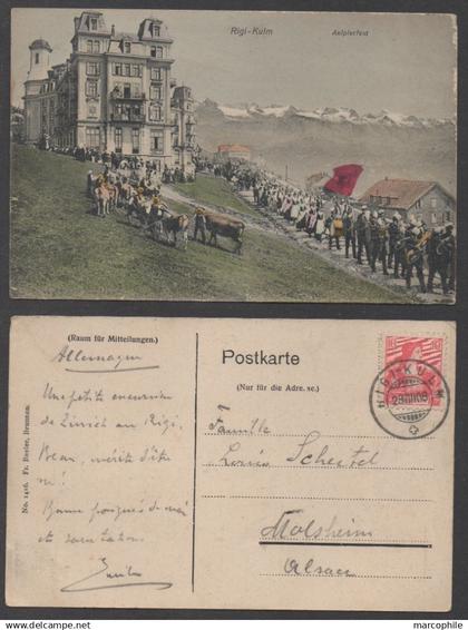 SUISSE - RIGI KULM - SZ - SCHWYTZ - KUSSNACHT / 1908 CPA COLORISEE VOYAGEE - AELPLERFEST