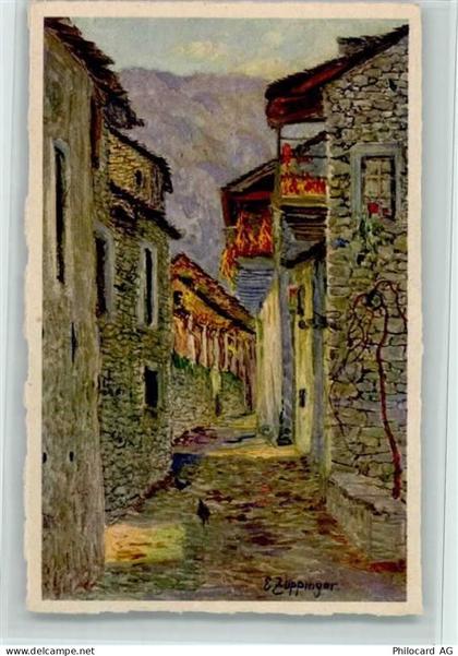 6616 Losone Künstlerkarte Un vicolo al Losone E. Zuppinger - 11056412