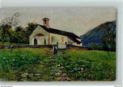 6673 Maggia Künstlerkarte Kirche von Maggia sign. F. Franzoux - 11051294