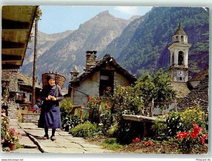 6637 Sonogno - Kirche Bauernfrau mit Rückentrage - 39373971