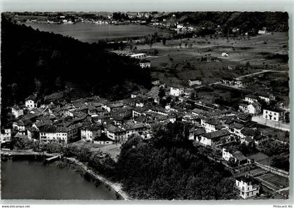 6987 Caslano - Veduta aerea Caslano verso Ponte Tresa Fliegeraufnahme - 13127611
