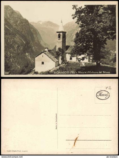 Ansichtskarte Bignasco BIGNASCO Valle Maggia Madonna del Monte 1930