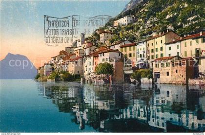 Gandria TI Haeuserpartie am Luganersee