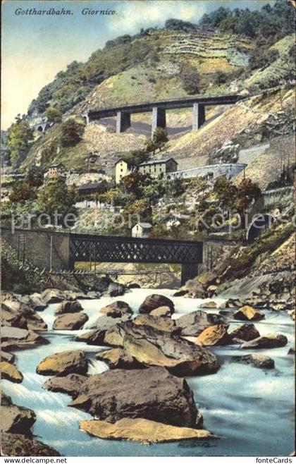 Giornico Gotthardbahn Die 3 Bahnlinien Bruecke