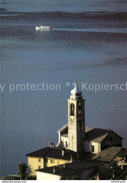 Vira Gambarogno Fliegeraufnahme mit Kirche und Lago Maggiore