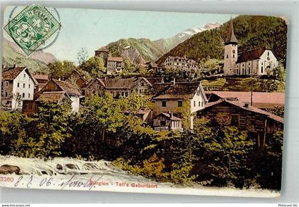 6463 Bürglen UR 1906 Foto AK Kirche Briefmarke Bildseite - 38194333