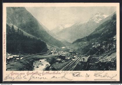 AK Gurtnellen /Gotthardbahn, Gesamtansicht im Tallauf