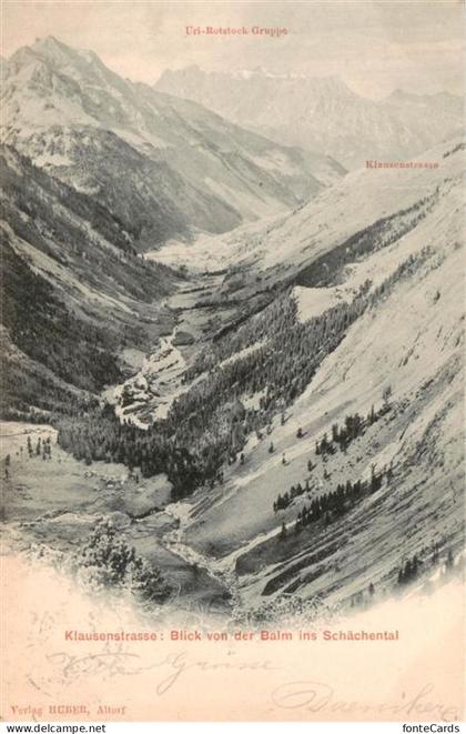 Klausenstrasse UR Blick von der Balm ins Schaechental mit Uri Rotstock Gruppe un