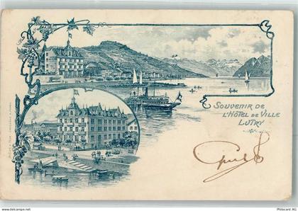 1095 Lutry Gebrauchsspuren LHotel de Ville Rathaus Dampfer - 13481829