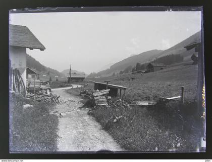 Ancienne photo négatif sur plaque de verre Col des Mosses 1900 près de Ormont Dessous Leysin L'Étivaz Rossinière Aigle.