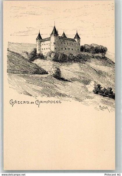 1443 Champvent Radierung Schloss de Champvent - 38219568