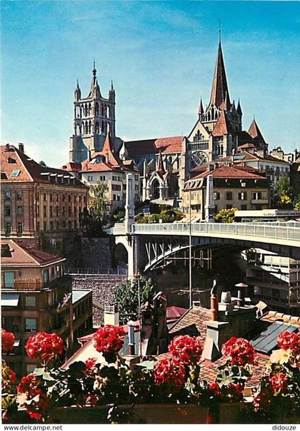 Carte Postale - Suisse - VD Vaud - Lausanne - Pont Bessières et Cathédrale - Fleurs - CPM - Carte Neuve - Voir Scans Rec