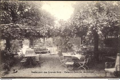 CPA Buchillon Kanton Waadt, Restaurant des Grands Bois, Gartenpartie