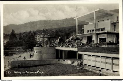 CPA Vevey Kanton Waadt, Corseaux Plage