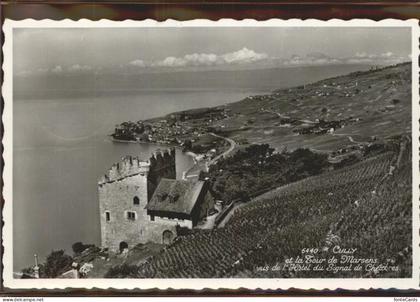 Cully VD Tour de Marsens vus de l Hotel du Signal de Chexbres Lac Leman Burg Reb