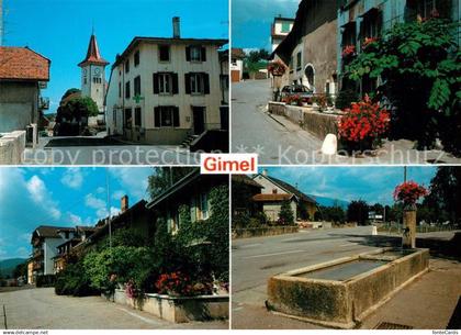 Gimel VD Ortspartien Brunnen Kirche