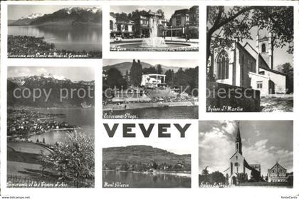 Vevey VD Dents du Midi et Grammont La Gare Eglise St Martin Corseaux Plage Mont