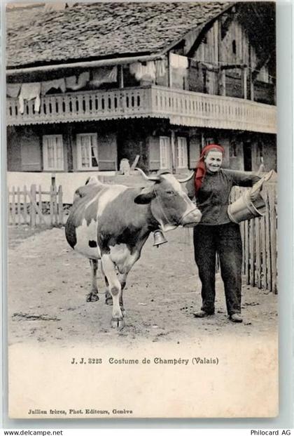 1874 Champéry - Bäuerin mit Kuh - 39407489