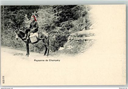 1874 Champéry - Bauernmädchen auf Maulesel - 10601921