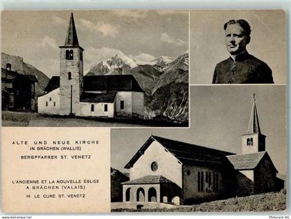 3925 Grächen 1944 Gebrauchsspuren Alte und neue Kirche Bergpfarrer St. V... - 10302149