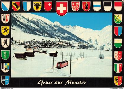SUISSE - Münster - Goms - Galenstoc - Wallis - Tramway - Transport - Village - Neige - Bois - Montagne - Carte postale