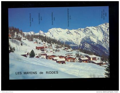 LES MAYENS DE RIDDES Valais vue générale 1985 Pointe d'Aufalle Petit & Grand Muveran Haut de Cry