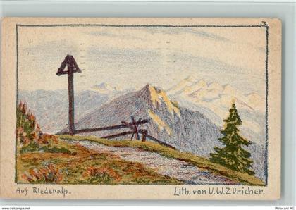 3987 Riederalp - Lithographie sign Züricher U. W. - 11094419
