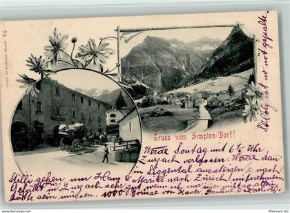 3907 Simplon Dorf 1902 - Im Simplon dorf die Postkutsche und Ortsansicht... - 13203241