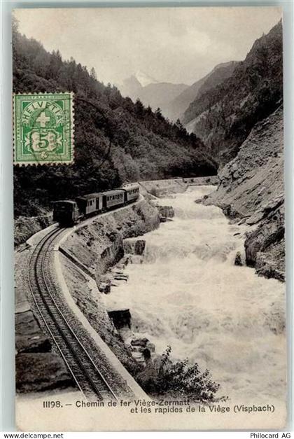 3930 Visp Viège 1907 - Bergbahn Chemin de fer Zermatt et les rapides de ... - 10606561