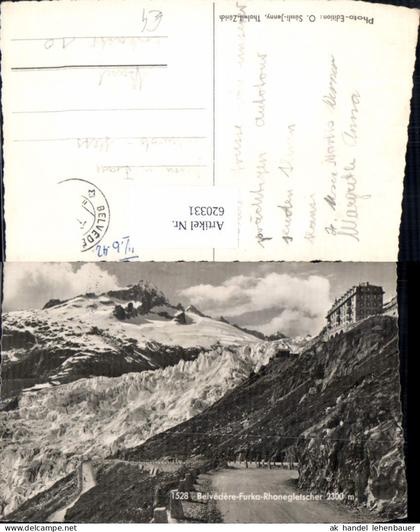 620331,Foto Ak Furka Hotel Belvedere Rhonegletscher Obergoms