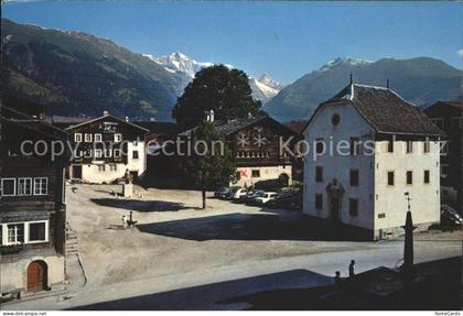 Ernen Gasthaus St Georg Rathaus und Tellenhaus mit Wannenhorn Finsteraarhorn