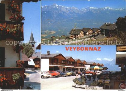 Veysonnaz Dorfstrasse Kirche Cafe