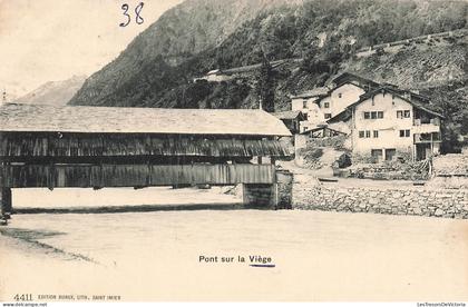 [-5%] SUISSE - Viège - Vue du pont sur la Viège - Carte postale ancienne